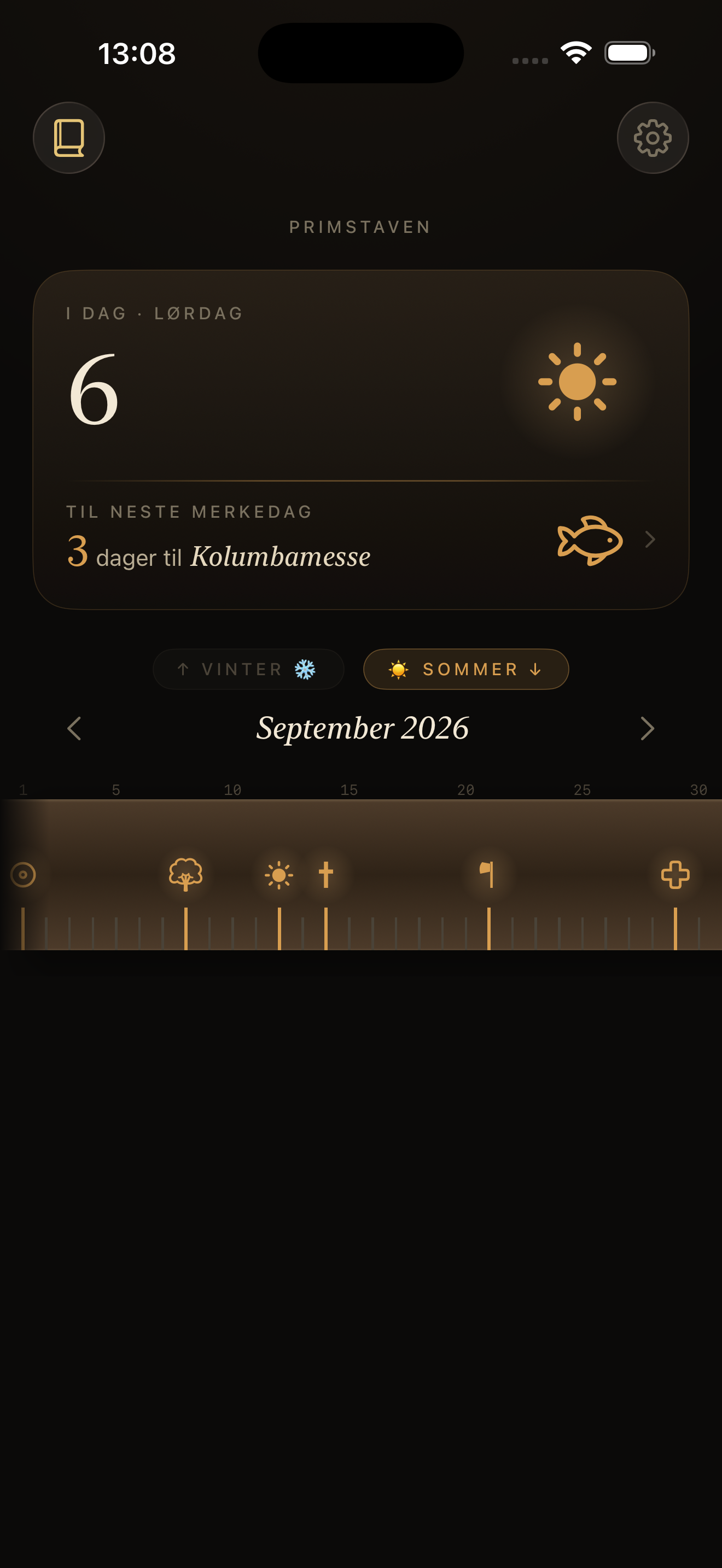 Primstaven i mørkt tema